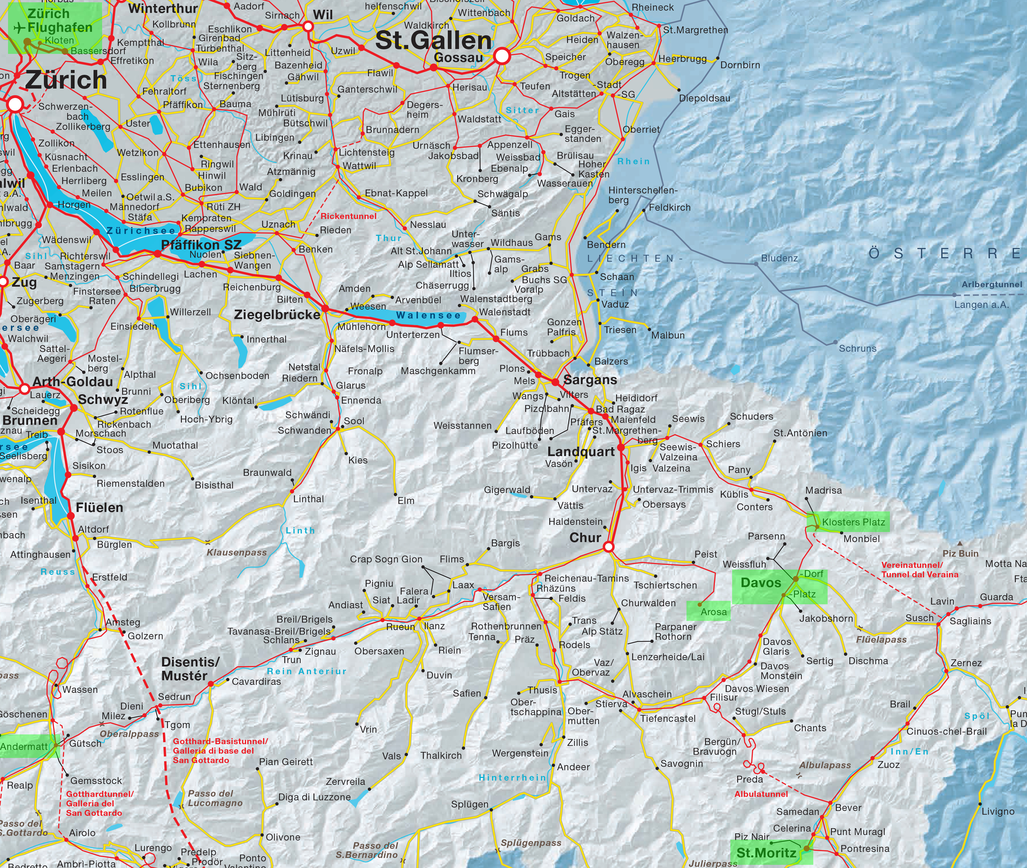 Zürich Flughafen nach Davos, St. Moritz und Andermatt